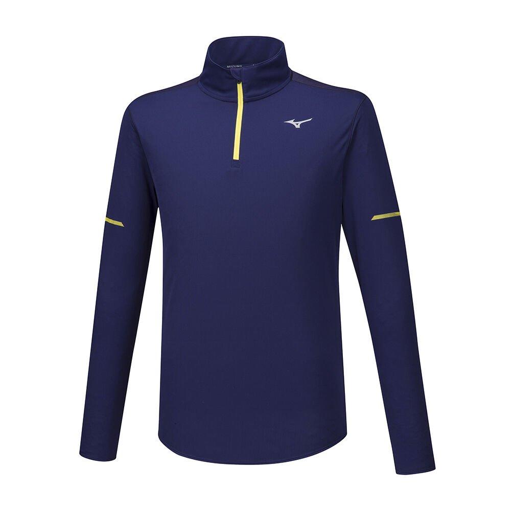 Men's Mizuno Sweashirt Peacock Alpha LS HZ Apparel - J2GA951012